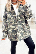 Camouflage Chest Pockets Loose Jean Jacket