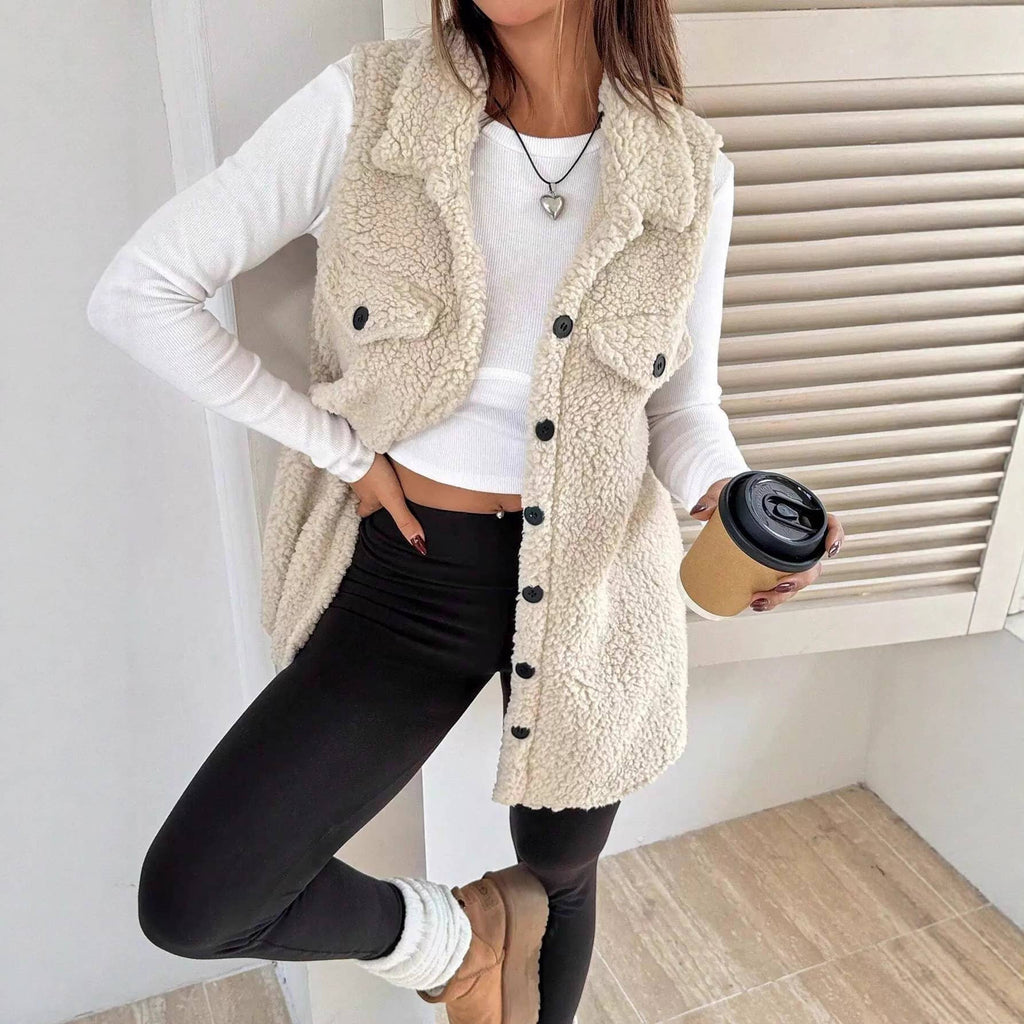 Collared Fleece Vest Jacket