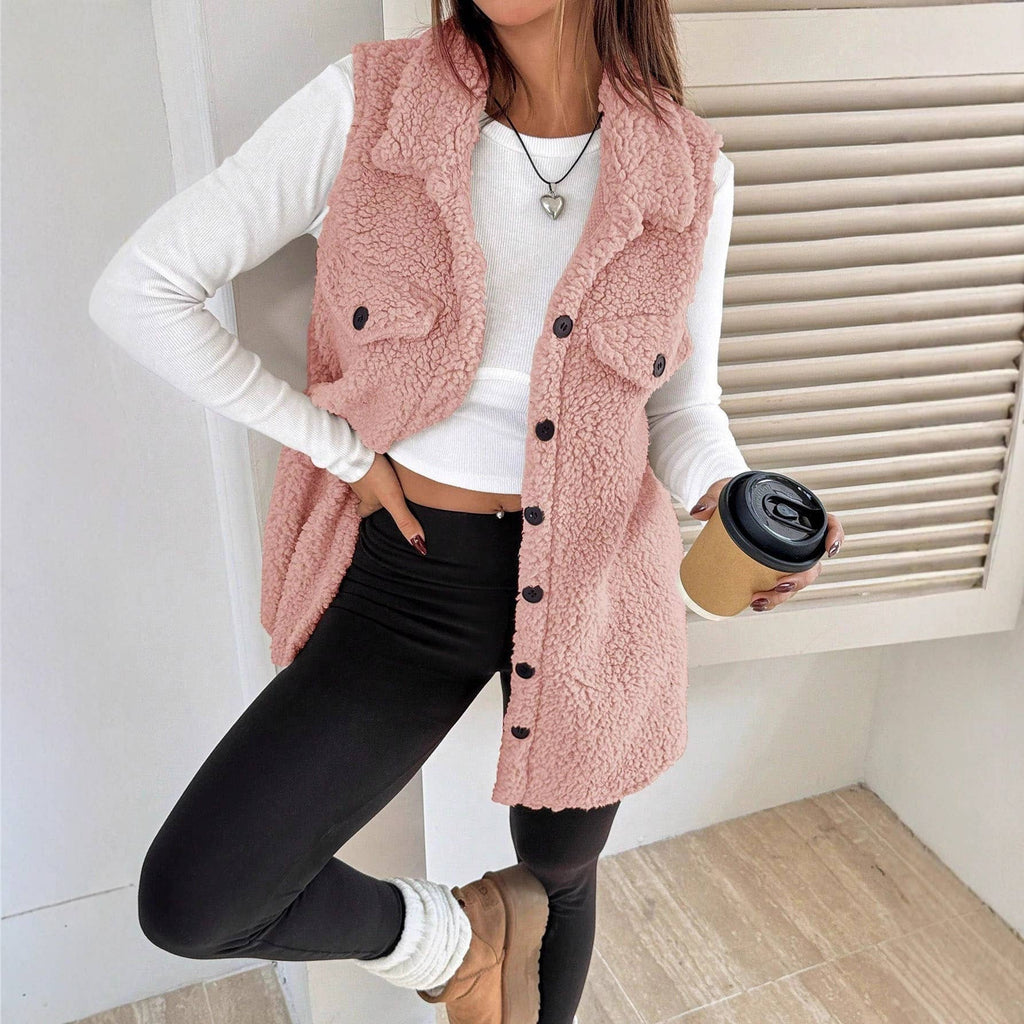 Collared Fleece Vest Jacket