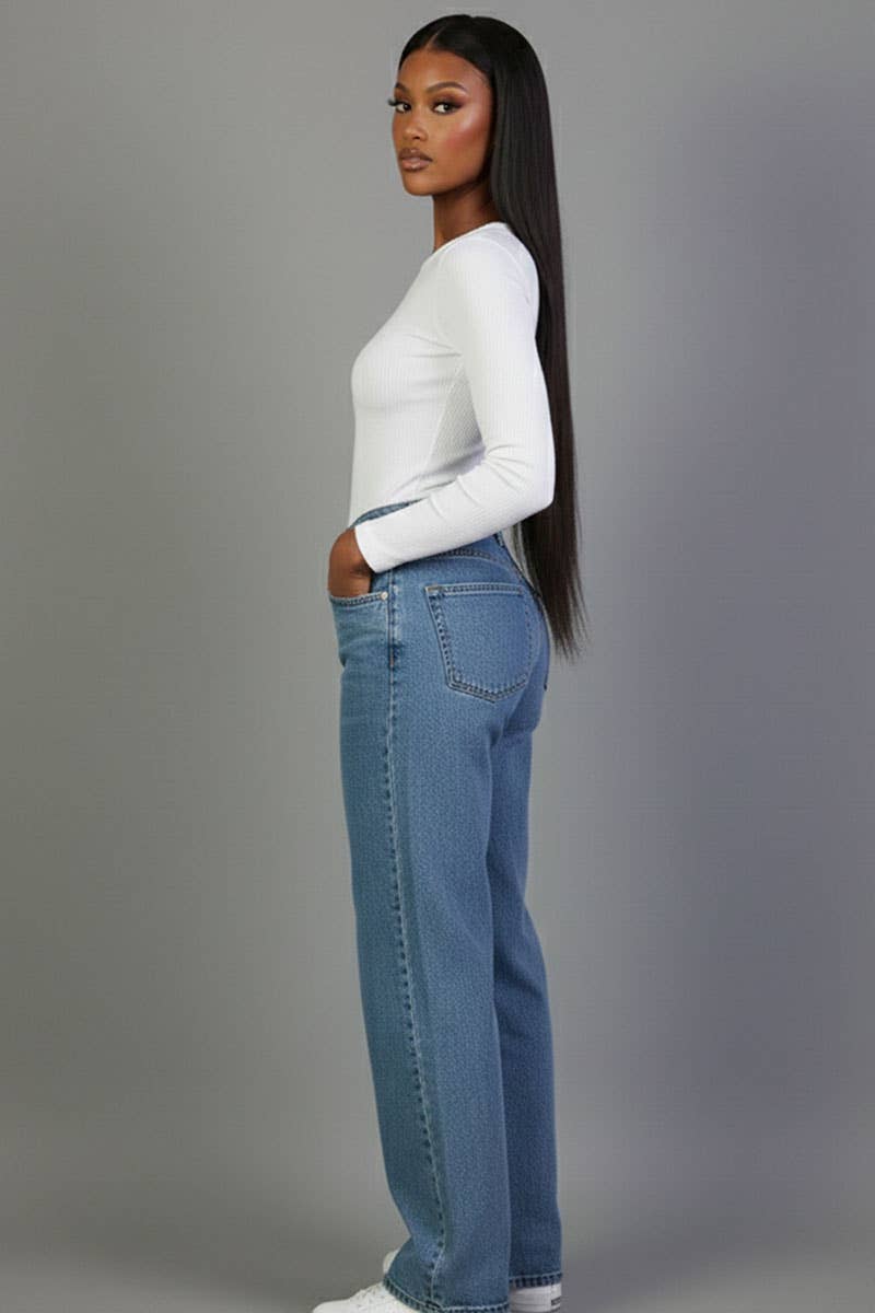 Ribbed Round Neck Long Sleeve Top