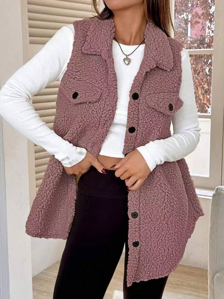 Collared Fleece Vest Jacket