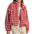 Checkered Gingham Sherpa zip-up jacket