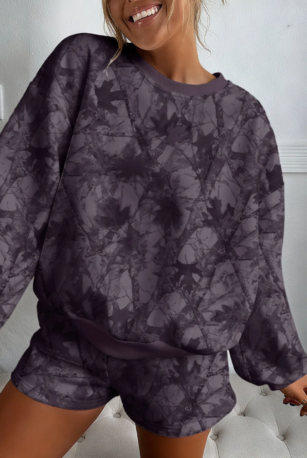 Dark Wooland Camo Top and Shorts Set
