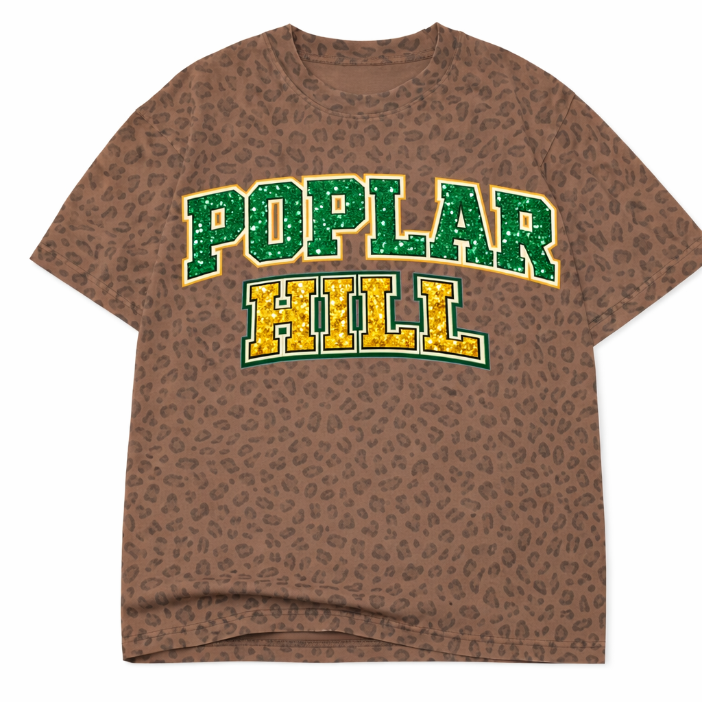 Youth Leopard T-Shirt Sequin Letters