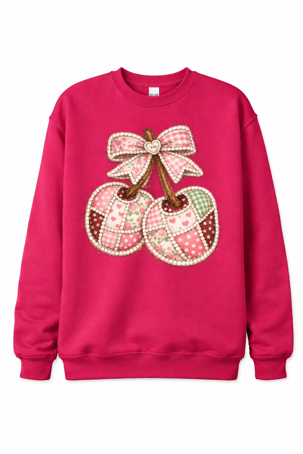 Adult Pink Patch Cherries Sweatshirt