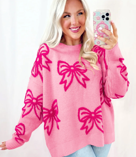 Pink Sweater with Bows