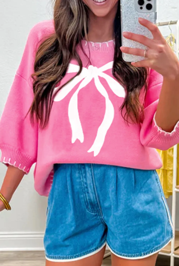Pink Big Ribbon Bow Sweater