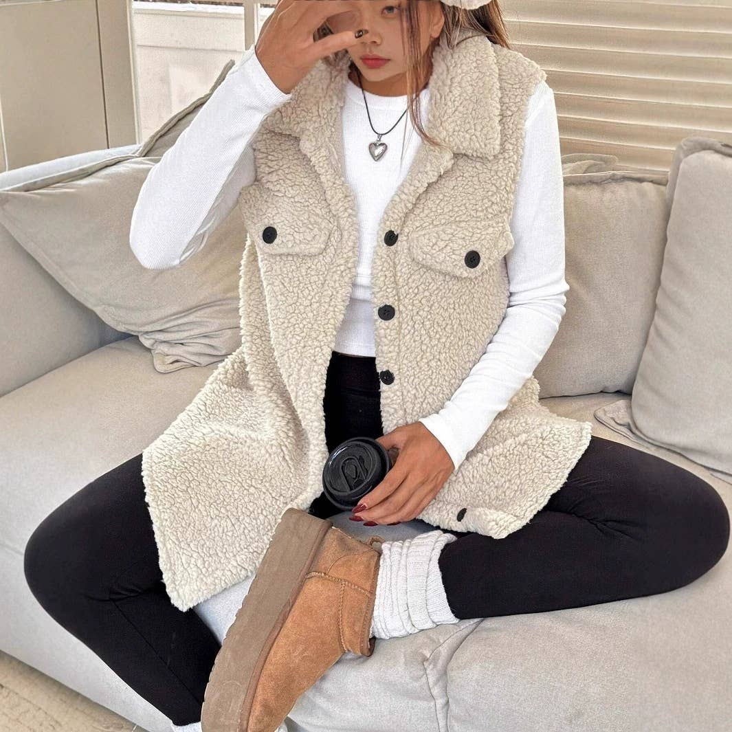 Collared Fleece Vest Jacket